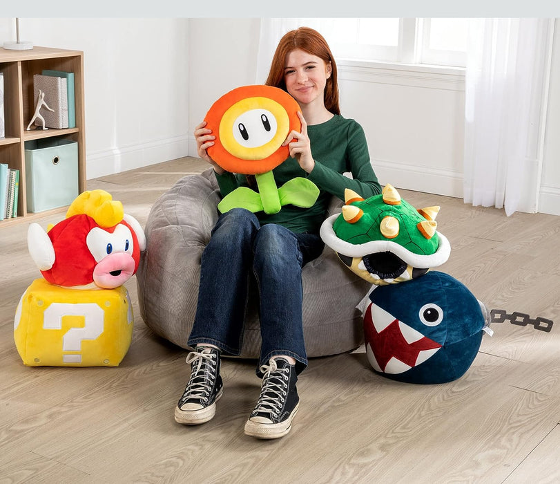 Club Mocchi Mocchi Super Mario Brothers Fire Flower Mega Plush Toy - 15" Officially Licensed Mario Movie/Video Games Soft Toys - Super Mario Room Decor - Kids Toys for 3 Year Old Boys & Girls