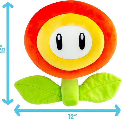 Club Mocchi Mocchi Super Mario Brothers Fire Flower Mega Plush Toy - 15" Officially Licensed Mario Movie/Video Games Soft Toys - Super Mario Room Decor - Kids Toys for 3 Year Old Boys & Girls