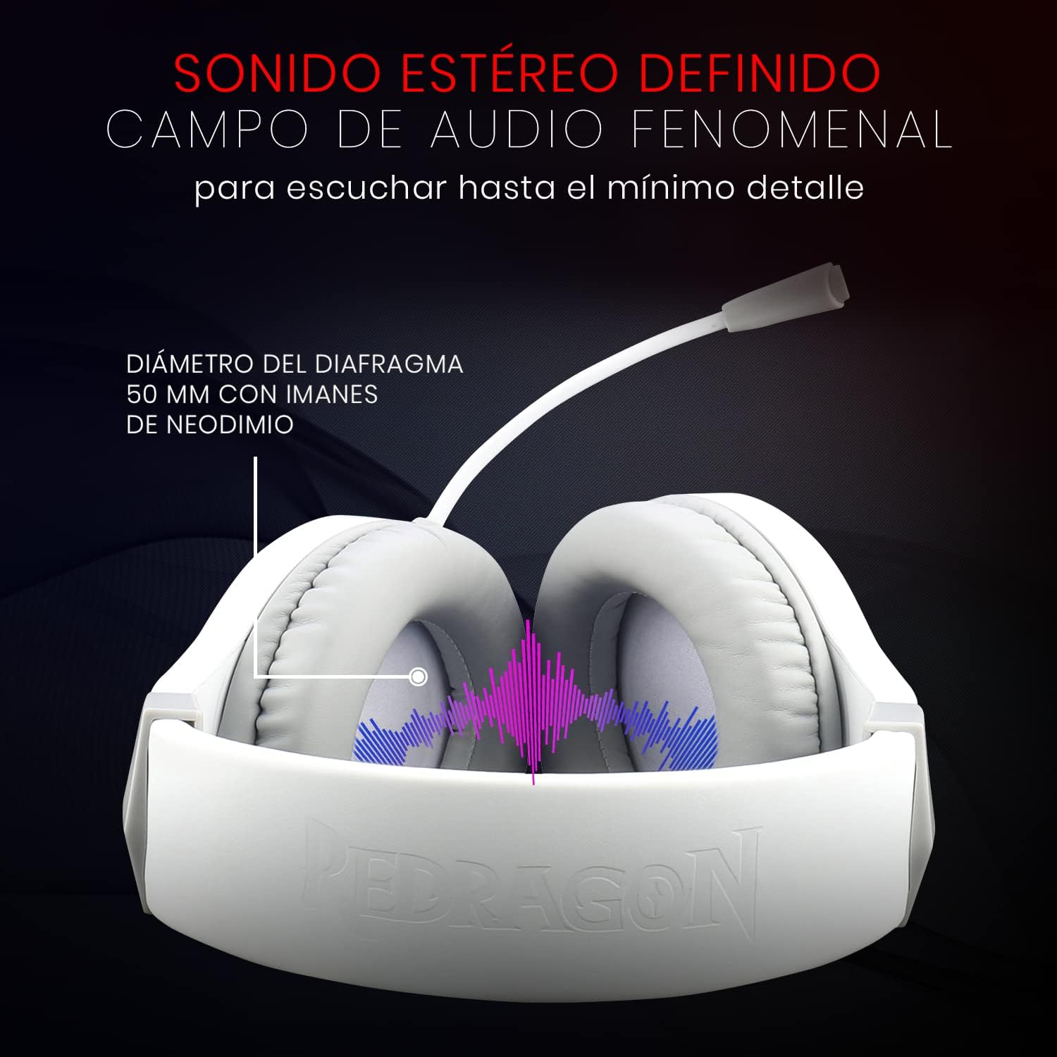 Redragon H260 Hylas RGB White, Gaming Headphones with Microphone, Circumaural Pads, Compatible with Xbox One PS4 PS5 Laptop