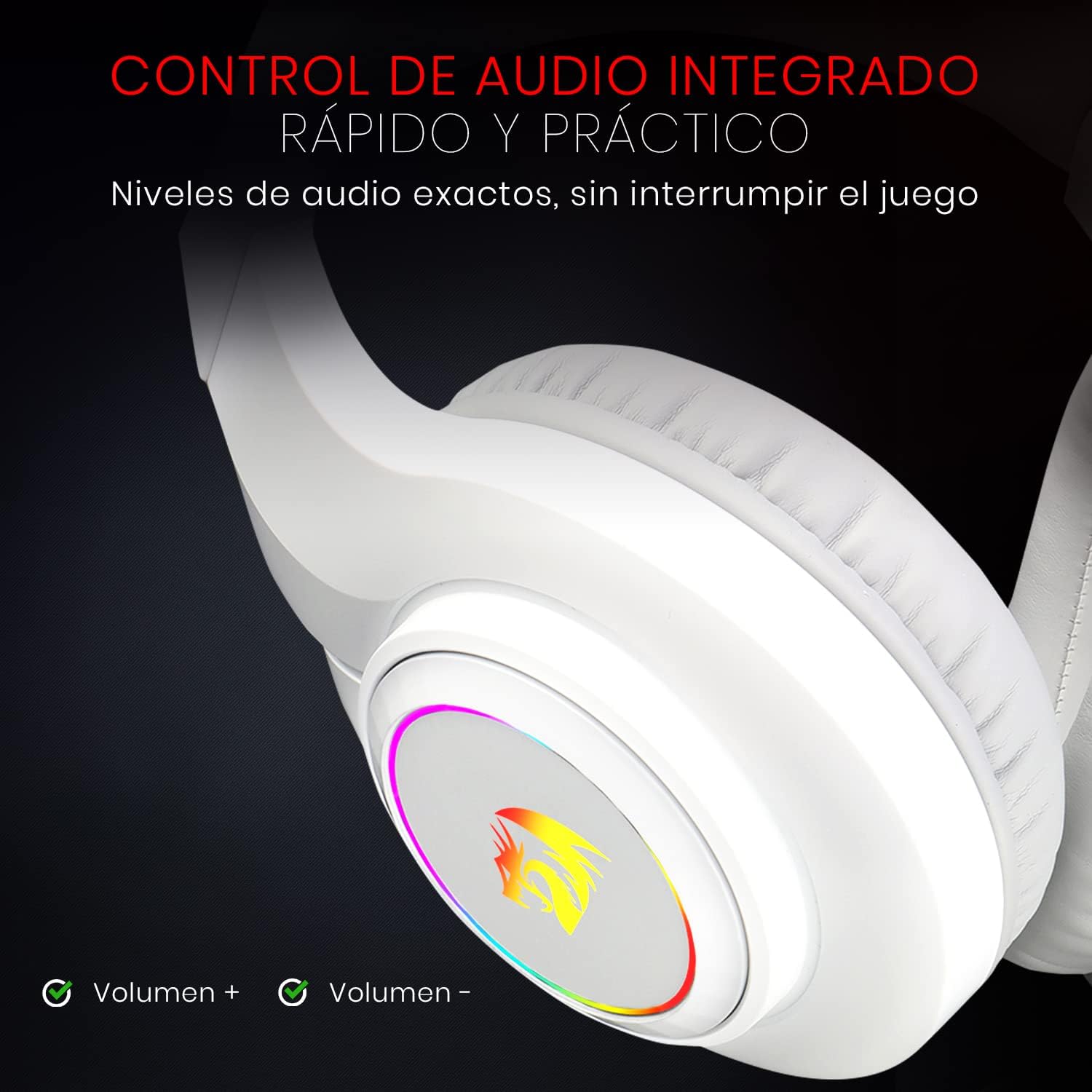Redragon H260 Hylas RGB White, Gaming Headphones with Microphone, Circumaural Pads, Compatible with Xbox One PS4 PS5 Laptop