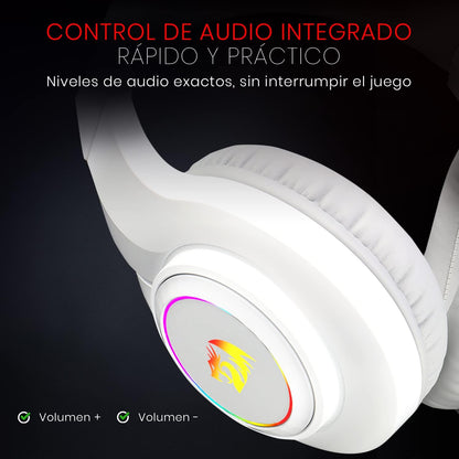 Redragon H260 Hylas RGB White, Gaming Headphones with Microphone, Circumaural Pads, Compatible with Xbox One PS4 PS5 Laptop