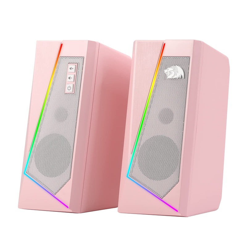 Redragon GS520 RGB Desktop Speakers, 2.0 Channel PC Computer Stereo Speaker with 6 Colorful LED Modes, Enhanced Sound and Easy-Access Volume Control, USB Powered w/ 3.5mm Cable