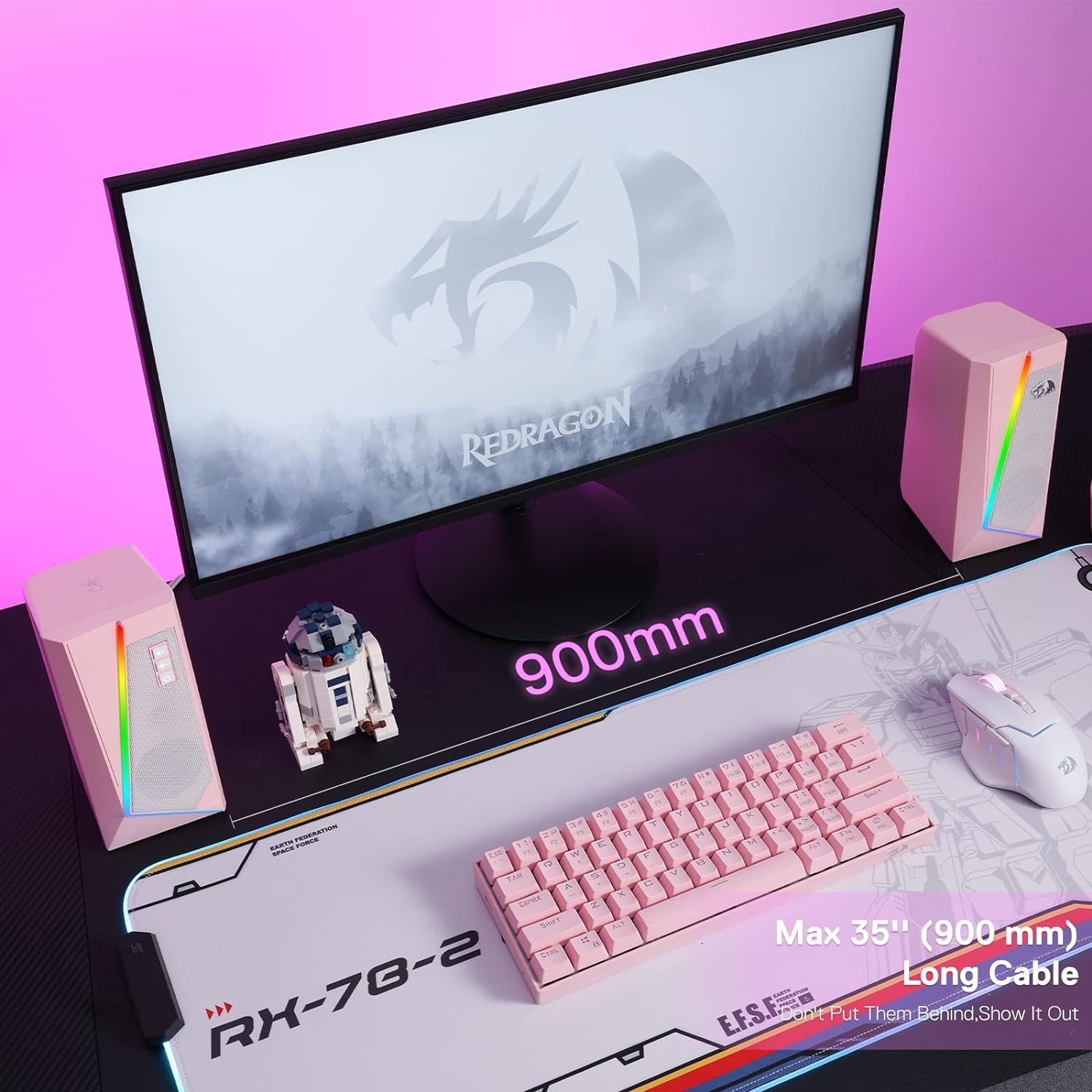 Redragon GS520 RGB Desktop Speakers, 2.0 Channel PC Computer Stereo Speaker with 6 Colorful LED Modes, Enhanced Sound and Easy-Access Volume Control, USB Powered w/ 3.5mm Cable