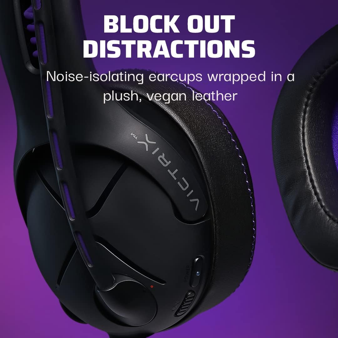 Victrix Gambit Black Wireless and Wired Gaming Headset with Mic - PlayStation PS4, PS5 - Esports-Ready Pro Audio, Noise Cancelling Microphone, Ultra-Comfort Over the Ear Headphones