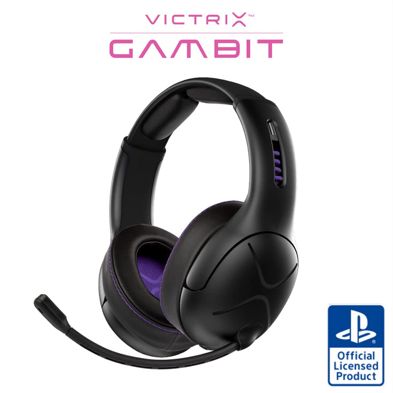 Victrix Gambit Black Wireless and Wired Gaming Headset with Mic - PlayStation PS4, PS5 - Esports-Ready Pro Audio, Noise Cancelling Microphone, Ultra-Comfort Over the Ear Headphones