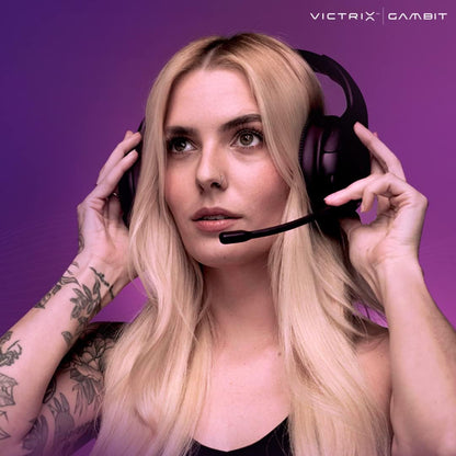 Victrix Gambit Black Wireless and Wired Gaming Headset with Mic - PlayStation PS4, PS5 - Esports-Ready Pro Audio, Noise Cancelling Microphone, Ultra-Comfort Over the Ear Headphones