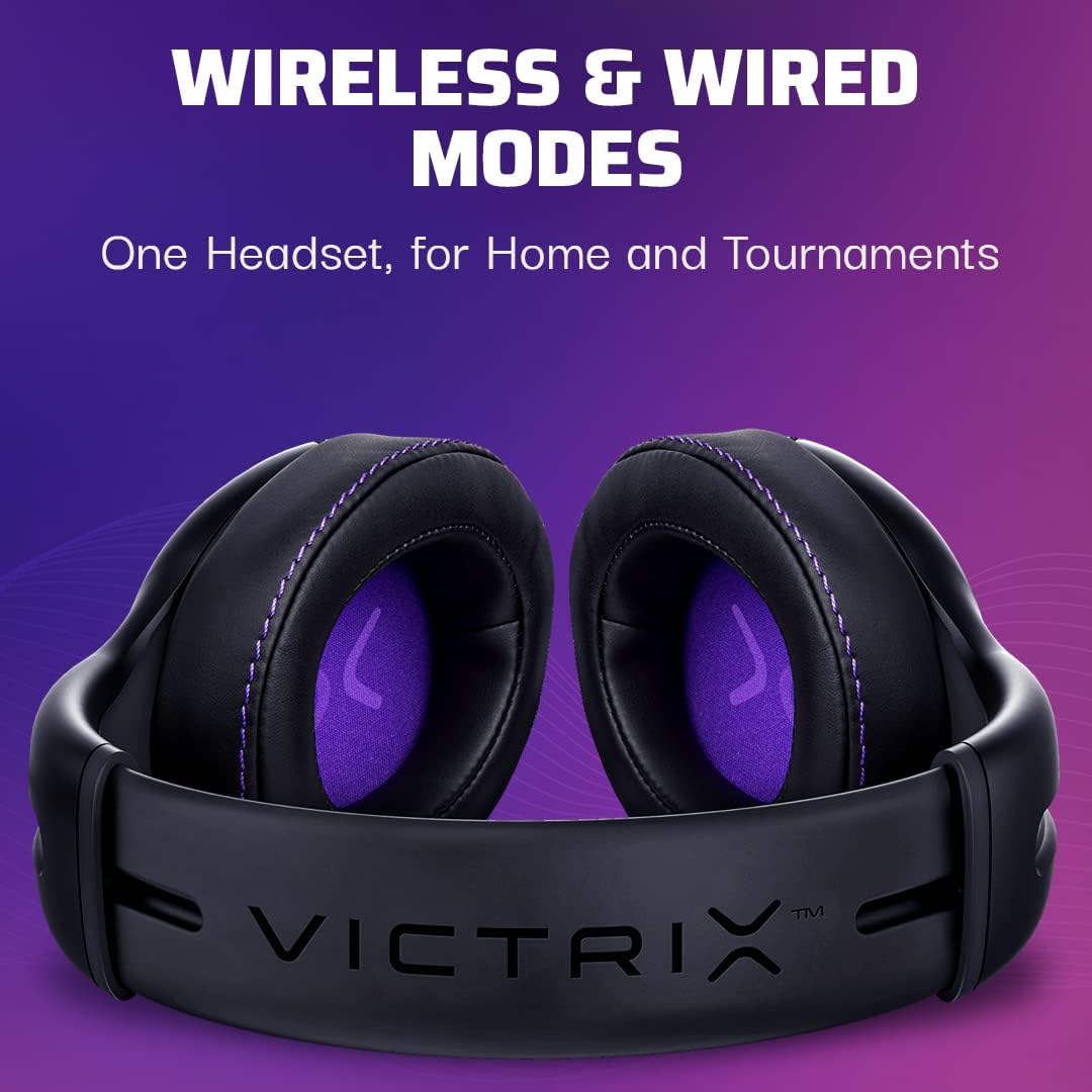 Victrix Gambit Black Wireless and Wired Gaming Headset with Mic - PlayStation PS4, PS5 - Esports-Ready Pro Audio, Noise Cancelling Microphone, Ultra-Comfort Over the Ear Headphones