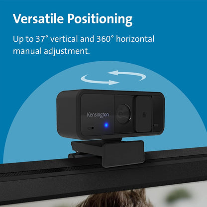 Kensington W1050 1080p Fixed Focus Wide Angle Webcam, Built-In Noise Reduction Mic, 95 Degree Field of View, Digital PC Computer Video Camera for Presentations or Video Conferencing (K80251)
