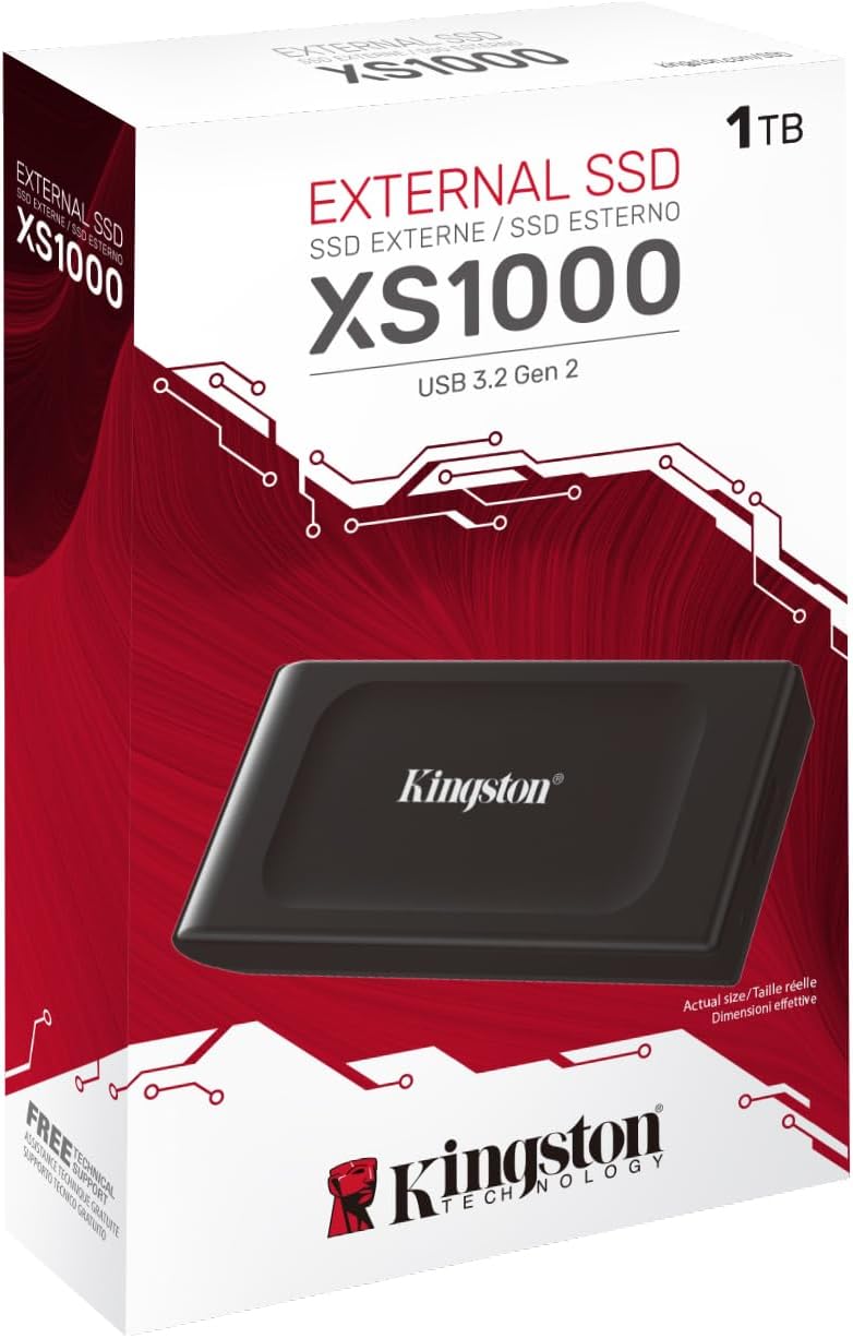 Kingston XS1000 1TB Drive a stato solido (SDD) esterno USB 3.2 Gen 2 SSD Portatile - SXS1000/1000G