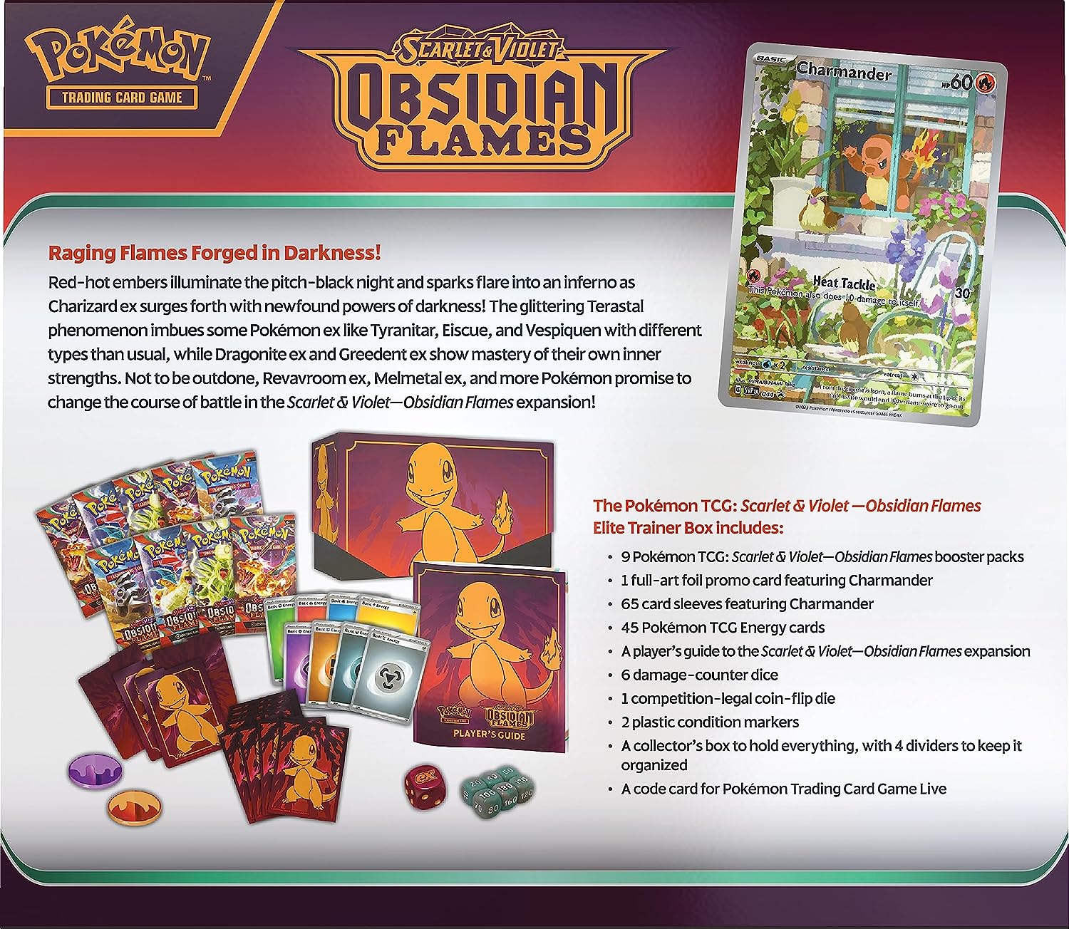 Pokémon TCG: Scarlet & Violet—Obsidian Flames Elite Trainer Box (9 Booster Packs, 1 Full-Art Foil Promo Card & Premium Accessories)