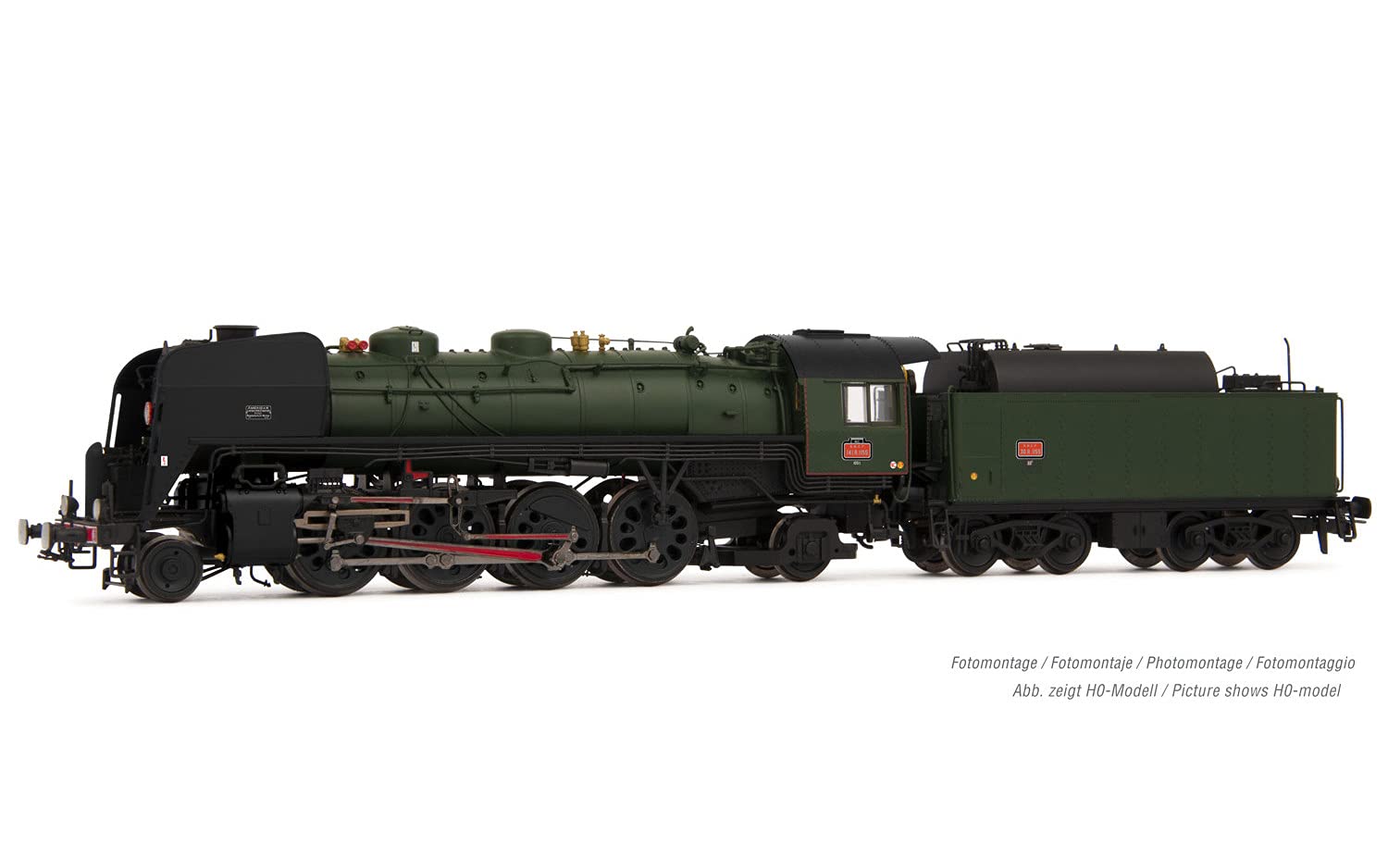 Arnold - SNCF, 141R 1155 steam Locomotive, boxpok Wheels, Black, Big Fuel Tender