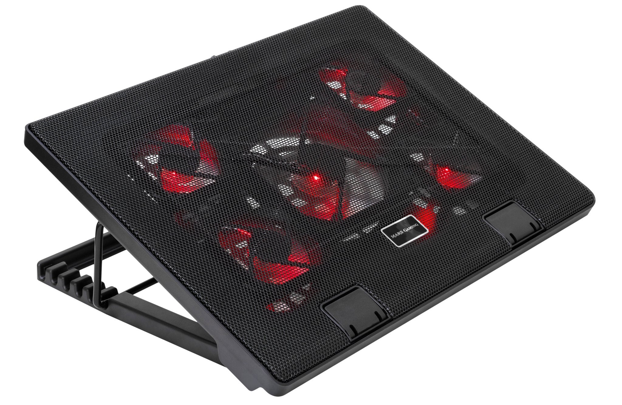 MARSGAMING Mars Gaming MNBC2 Cooling Base for Gaming Laptops up to 17.35 inches (5 Ultra-Silent Fans, Red LED, 2 x USB 2.0), Black and Red