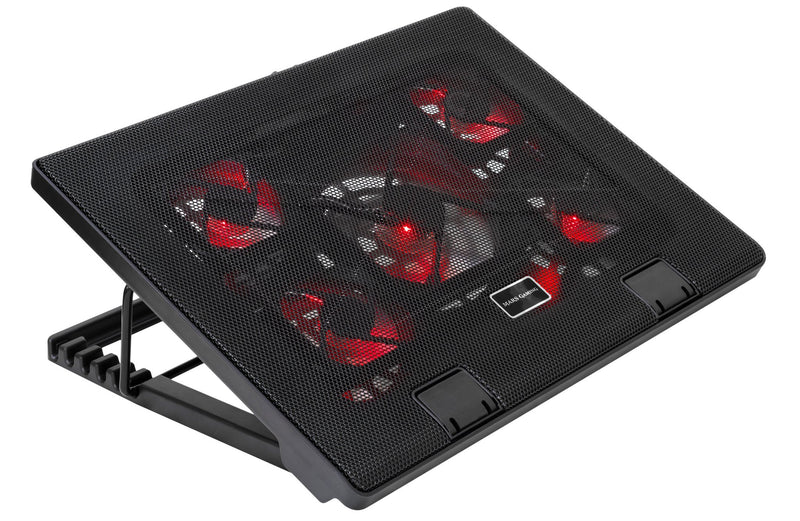 MARSGAMING Mars Gaming MNBC2 Cooling Base for Gaming Laptops up to 17.35 inches (5 Ultra-Silent Fans, Red LED, 2 x USB 2.0), Black and Red