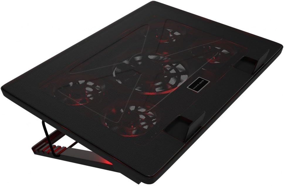 MARSGAMING Mars Gaming MNBC2 Cooling Base for Gaming Laptops up to 17.35 inches (5 Ultra-Silent Fans, Red LED, 2 x USB 2.0), Black and Red