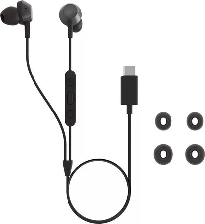 PHILIPS TAE5008BK In-Ear Headphones With Mic | Lightweight Wired Headphones | USB-C Connector | 1.2 m Cable | 3 Button In-Line Remote | 3 Eartip Sizes | Clear Sound & Punchy Bass |