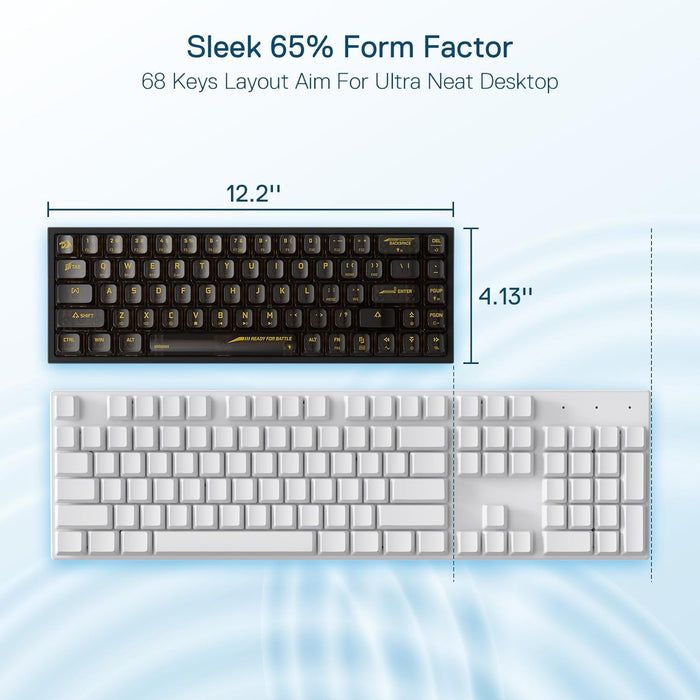 Redragon K631 PRO 65% 3-Mode Wireless RGB Gaming Keyboard, 68 Keys Hot-Swappable Compact Mechanical Keyboard w/Hot-Swap Free-Mod PCB Socket & Dedicated Arrow Keys, Quiet Red Linear Switch 3-Mode Gaming Keyboard Black & Red