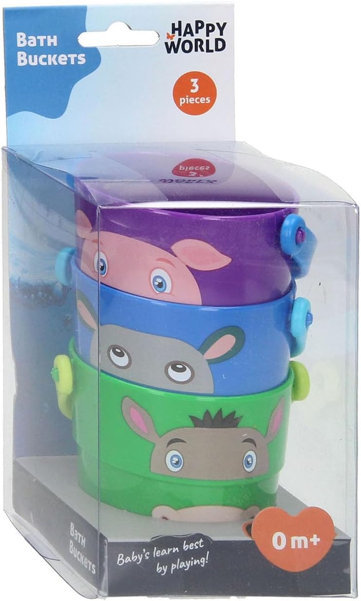 JohnToy Stacking Bin with Animals Pack of 3 7 cm