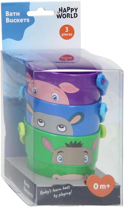JohnToy Stacking Bin with Animals Pack of 3 7 cm