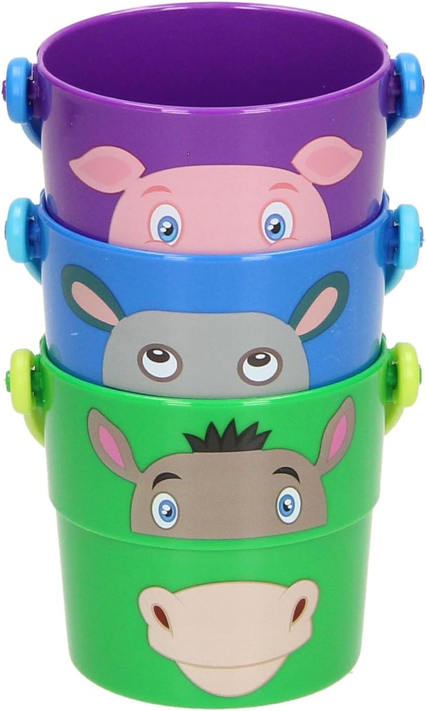 JohnToy Stacking Bin with Animals Pack of 3 7 cm