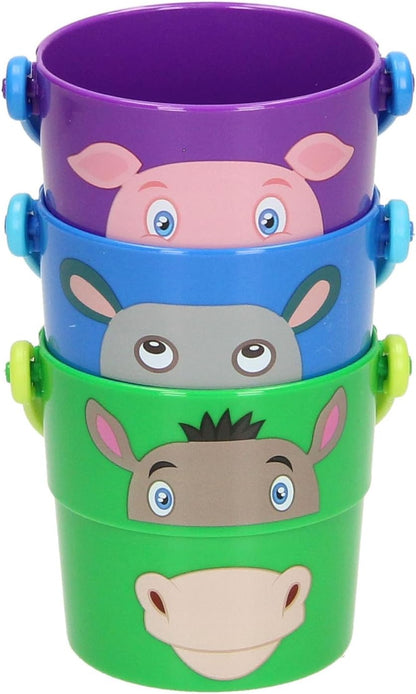 JohnToy Stacking Bin with Animals Pack of 3 7 cm