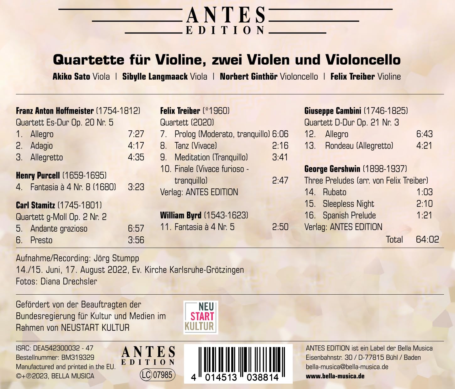 Quartette fur Violine, zwei Violen und Violoncello