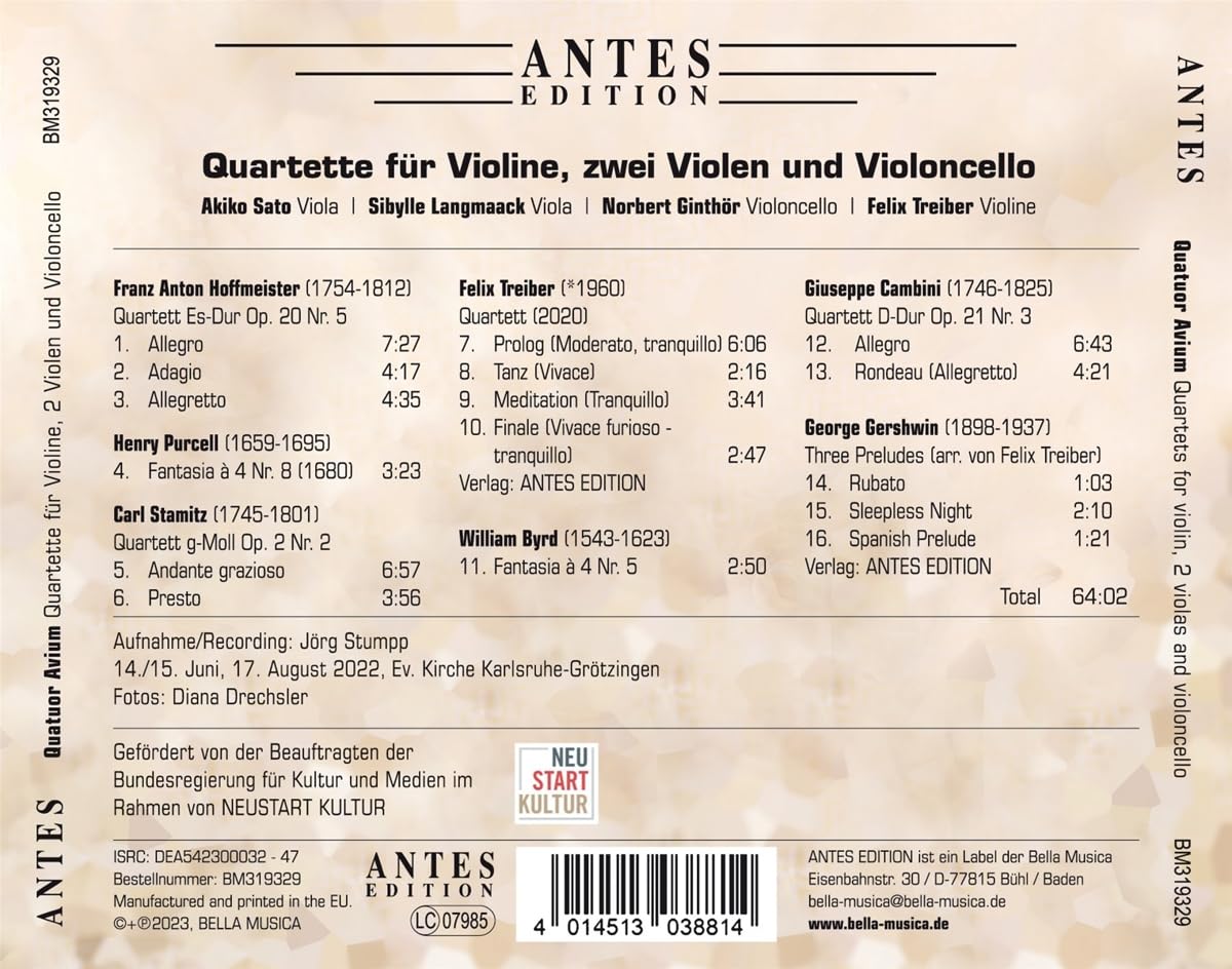 Quartette fur Violine, zwei Violen und Violoncello