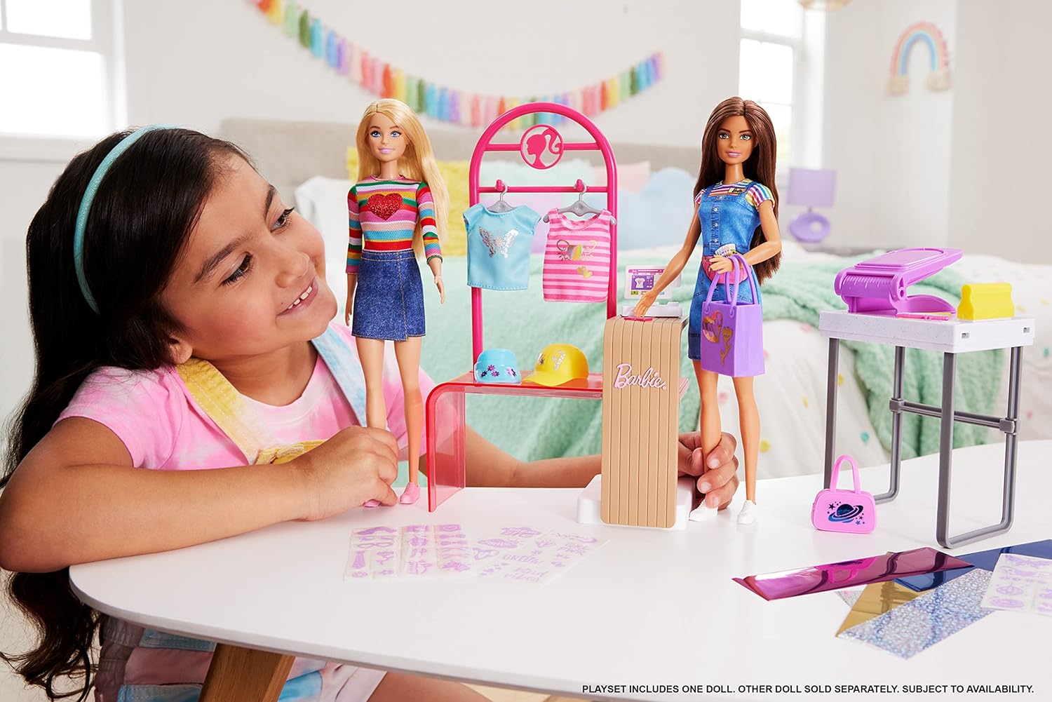 Barbie Doll & Accessories, Make & Sell Boutique Playset with Display Rack, Create Foil Designs, HKT78