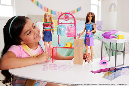 Barbie Doll & Accessories, Make & Sell Boutique Playset with Display Rack, Create Foil Designs, HKT78