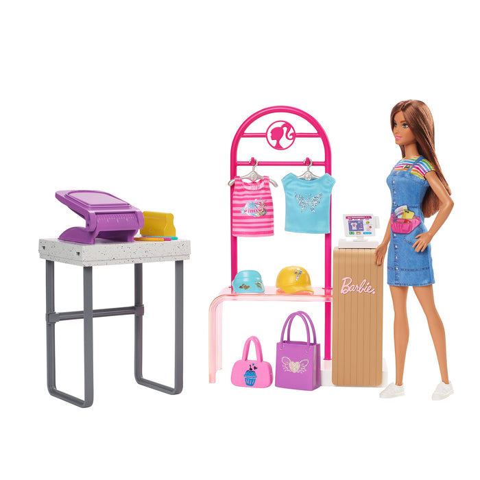 Barbie Doll & Accessories, Make & Sell Boutique Playset with Display Rack, Create Foil Designs, HKT78