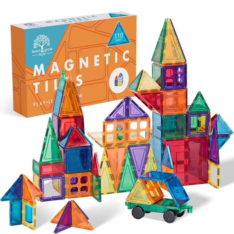 Leanr & Grow Toys 110Pcs Magnetic Tiles Builders Pack