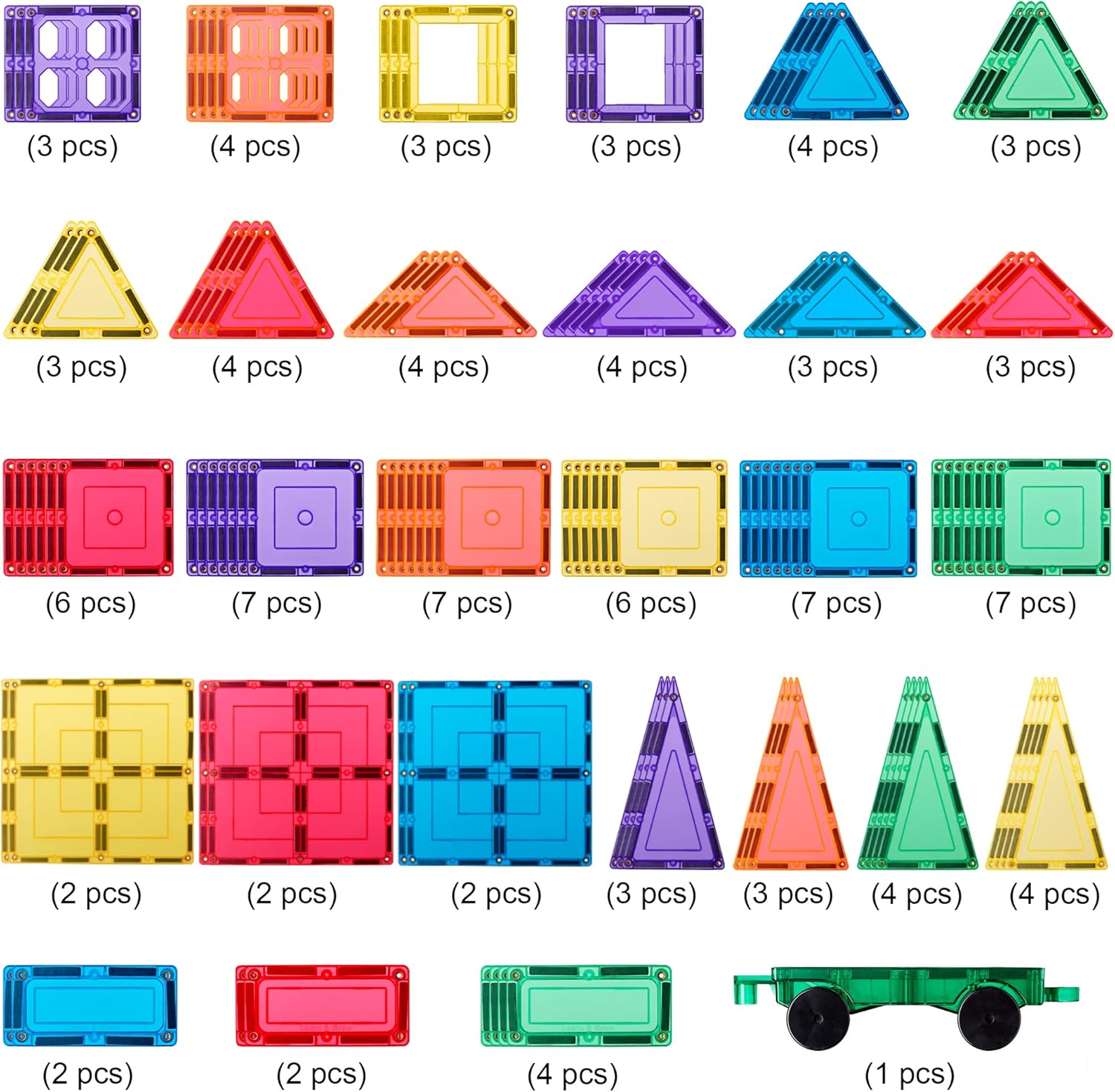 Leanr & Grow Toys 110Pcs Magnetic Tiles Builders Pack