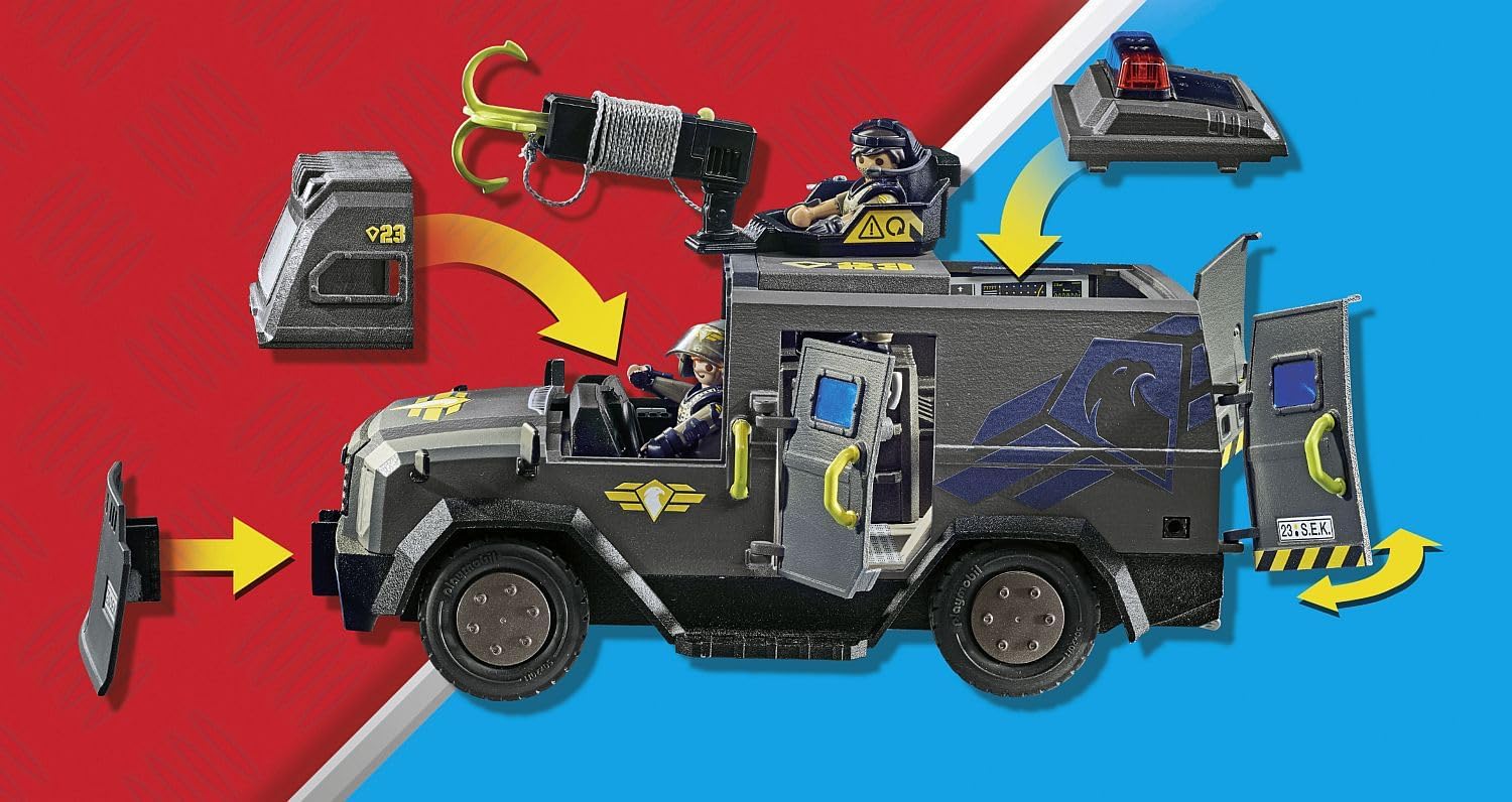 PLAYMOBIL City Action 71144 Fuerzas Especiales Vehículo Todoterreno,con luz y Sonido, Juguetes para niños a Partir de 5 años