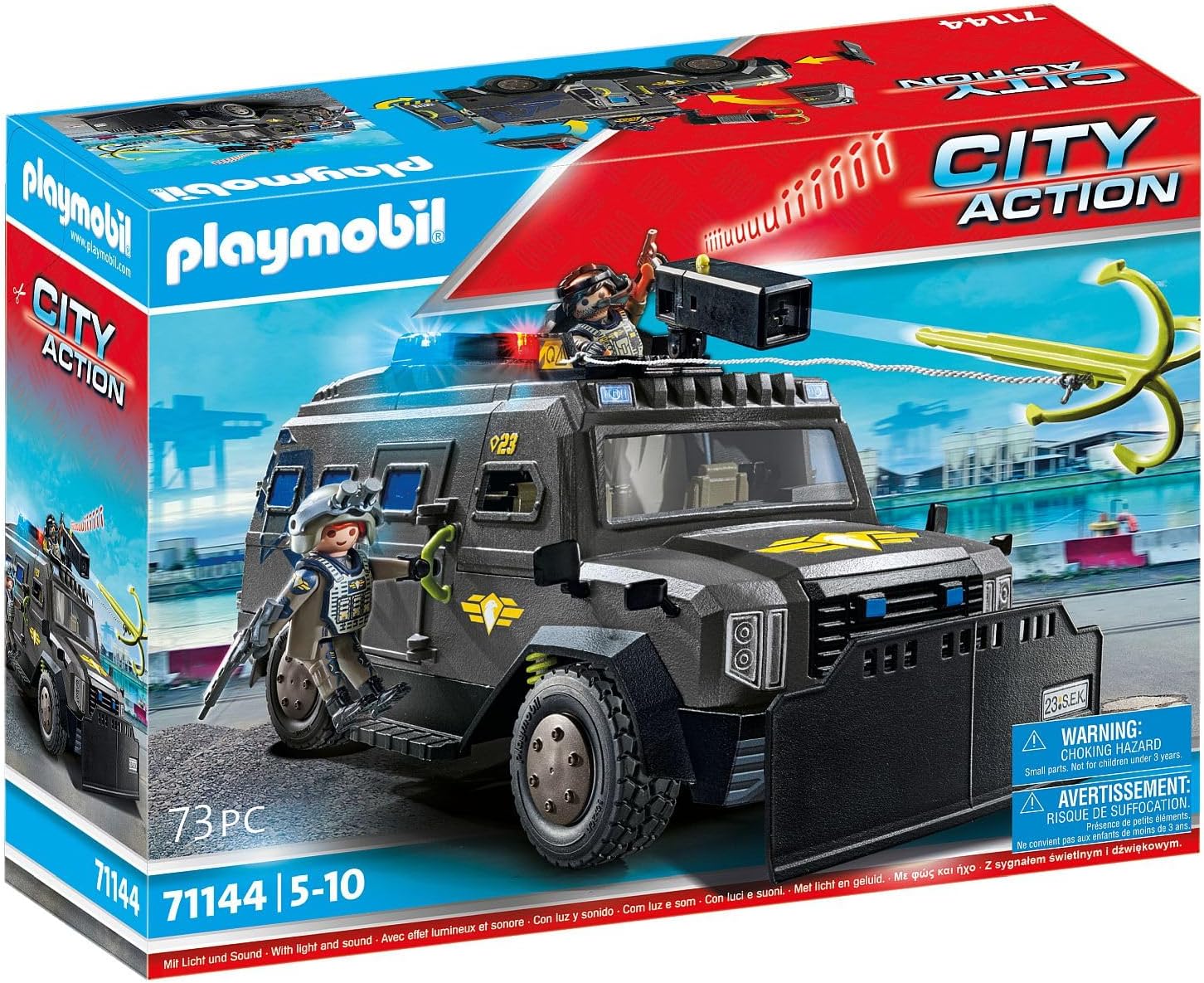 PLAYMOBIL City Action 71144 Fuerzas Especiales Vehículo Todoterreno,con luz y Sonido, Juguetes para niños a Partir de 5 años