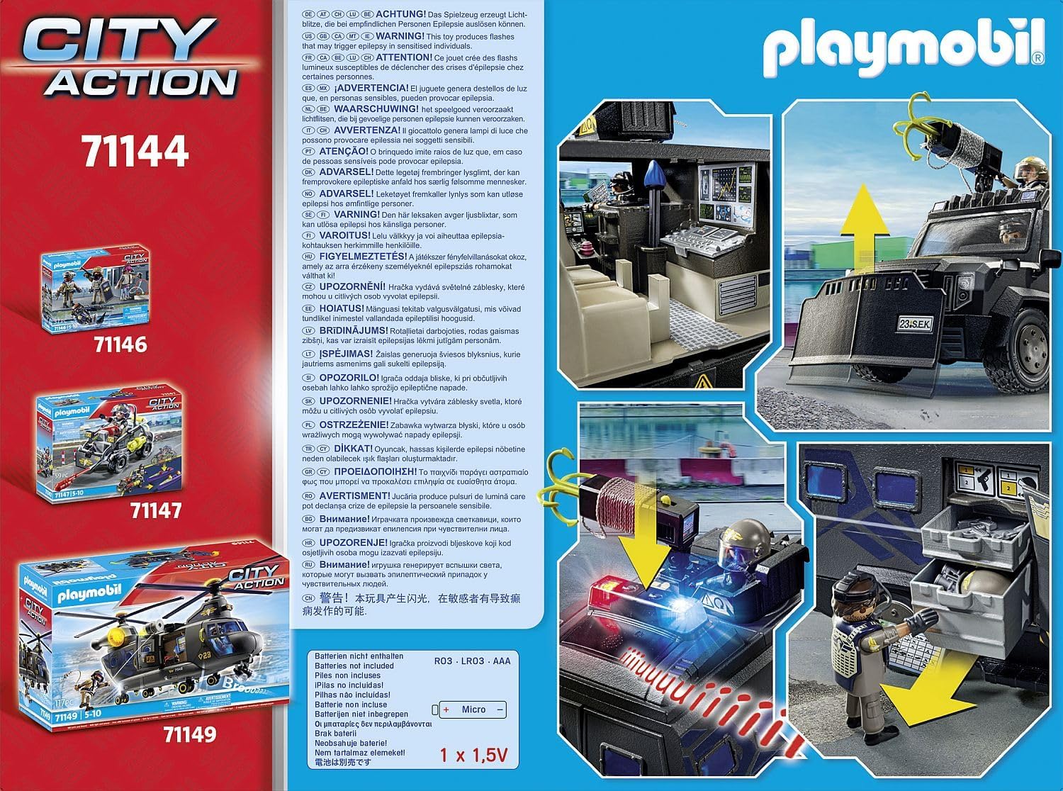 PLAYMOBIL City Action 71144 Fuerzas Especiales Vehículo Todoterreno,con luz y Sonido, Juguetes para niños a Partir de 5 años