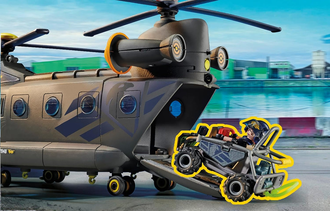 Playmobil 71149 City Action Tactical Police Twin-Prop Helicopter, highly detailed SWAT rescue helicopter with light and sound module, fun imaginative role-play, playset suitable for children ages 5+
