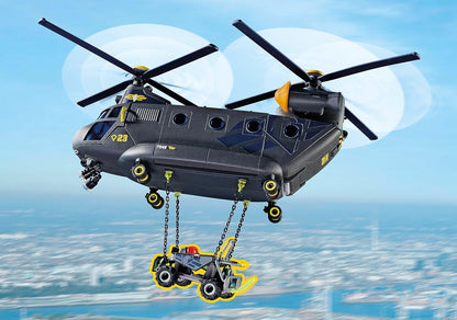 Playmobil 71149 City Action Tactical Police Twin-Prop Helicopter, highly detailed SWAT rescue helicopter with light and sound module, fun imaginative role-play, playset suitable for children ages 5+