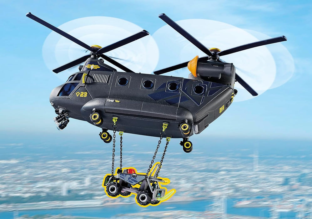 Playmobil 71149 City Action Tactical Police Twin-Prop Helicopter, highly detailed SWAT rescue helicopter with light and sound module, fun imaginative role-play, playset suitable for children ages 5+