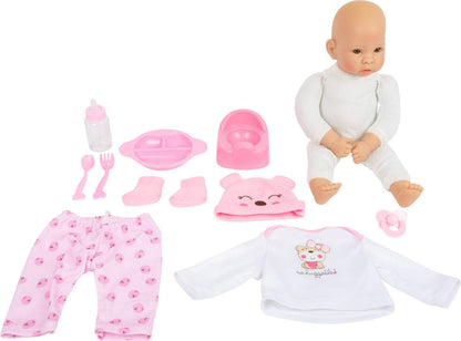 Small Foot 11522 Girl Baby Doll with Accessories, Role-Playing Toy, with Soft Body, 5 Pieces