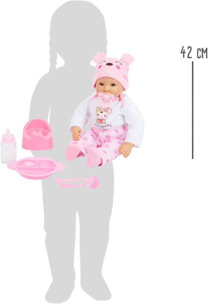 Small Foot 11522 Girl Baby Doll with Accessories, Role-Playing Toy, with Soft Body, 5 Pieces