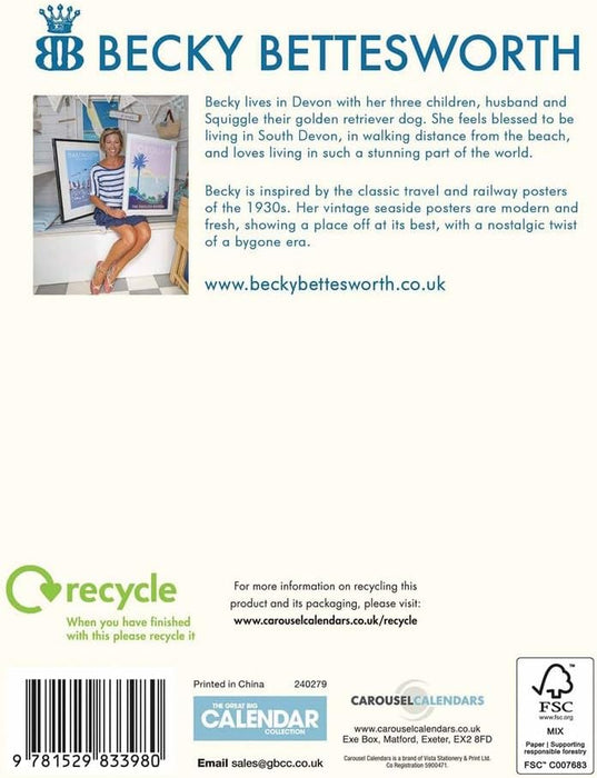 CAROUSEL CALENDARS British Coastlines By Becky Bettesworth Deluxe Diary 2024