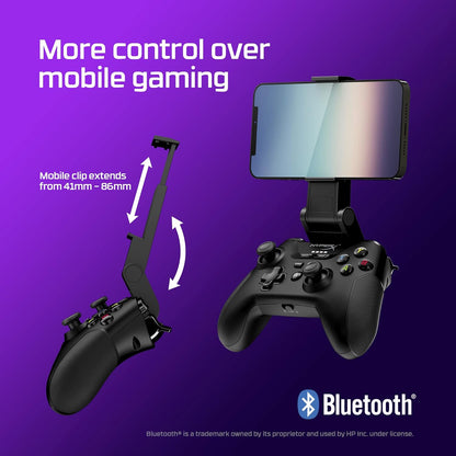 HyperX Clutch – Gaming Controller for Android and PC, Cloud and Mobile Gaming, Bluetooth, 2.4GHz Wireless, USB-C to USB-A Wired Connection, Standard Button Layout, Detachable Phone Clip