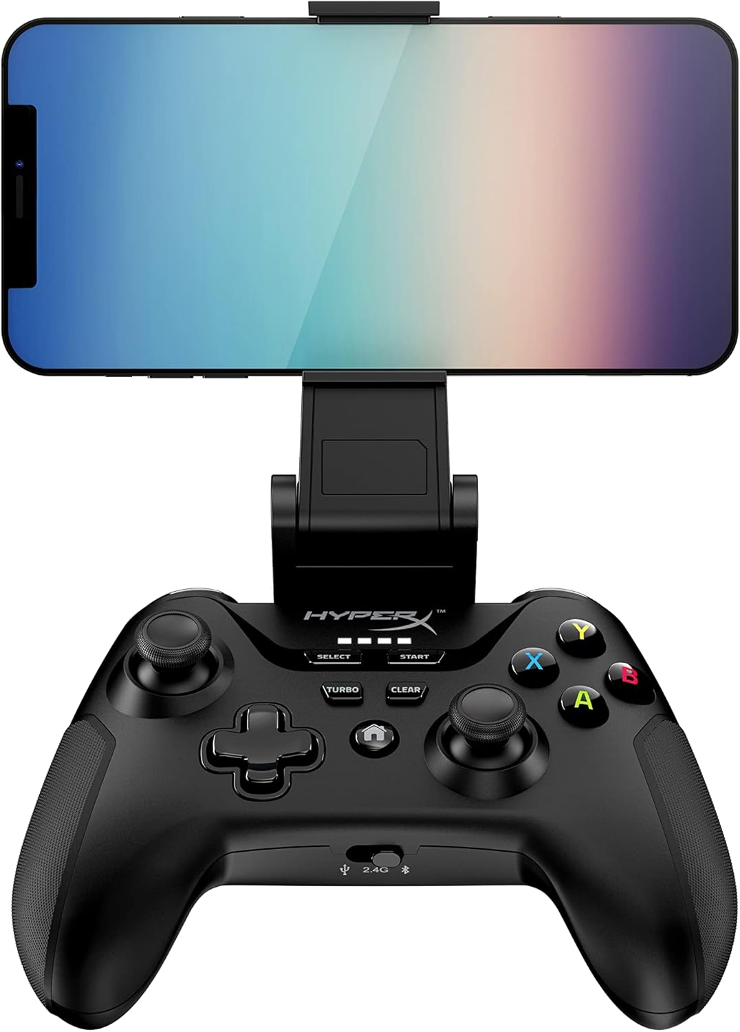 HyperX Clutch – Gaming Controller for Android and PC, Cloud and Mobile Gaming, Bluetooth, 2.4GHz Wireless, USB-C to USB-A Wired Connection, Standard Button Layout, Detachable Phone Clip