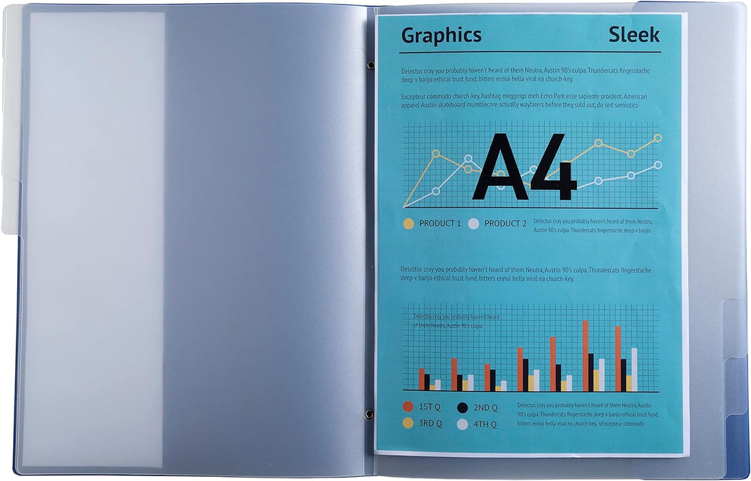 Exacompta - Ref. 56212E - 1 Bee Blue folder - with elastic bands and cut-out windows - cover and interior in recycled PP - 8 compartments - for A4 - size 25 x 32 cm - navy blue colour