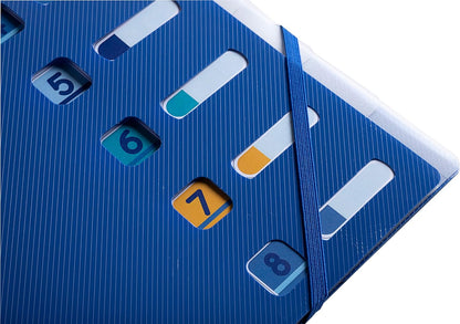 Exacompta - Ref. 56212E - 1 Bee Blue folder - with elastic bands and cut-out windows - cover and interior in recycled PP - 8 compartments - for A4 - size 25 x 32 cm - navy blue colour