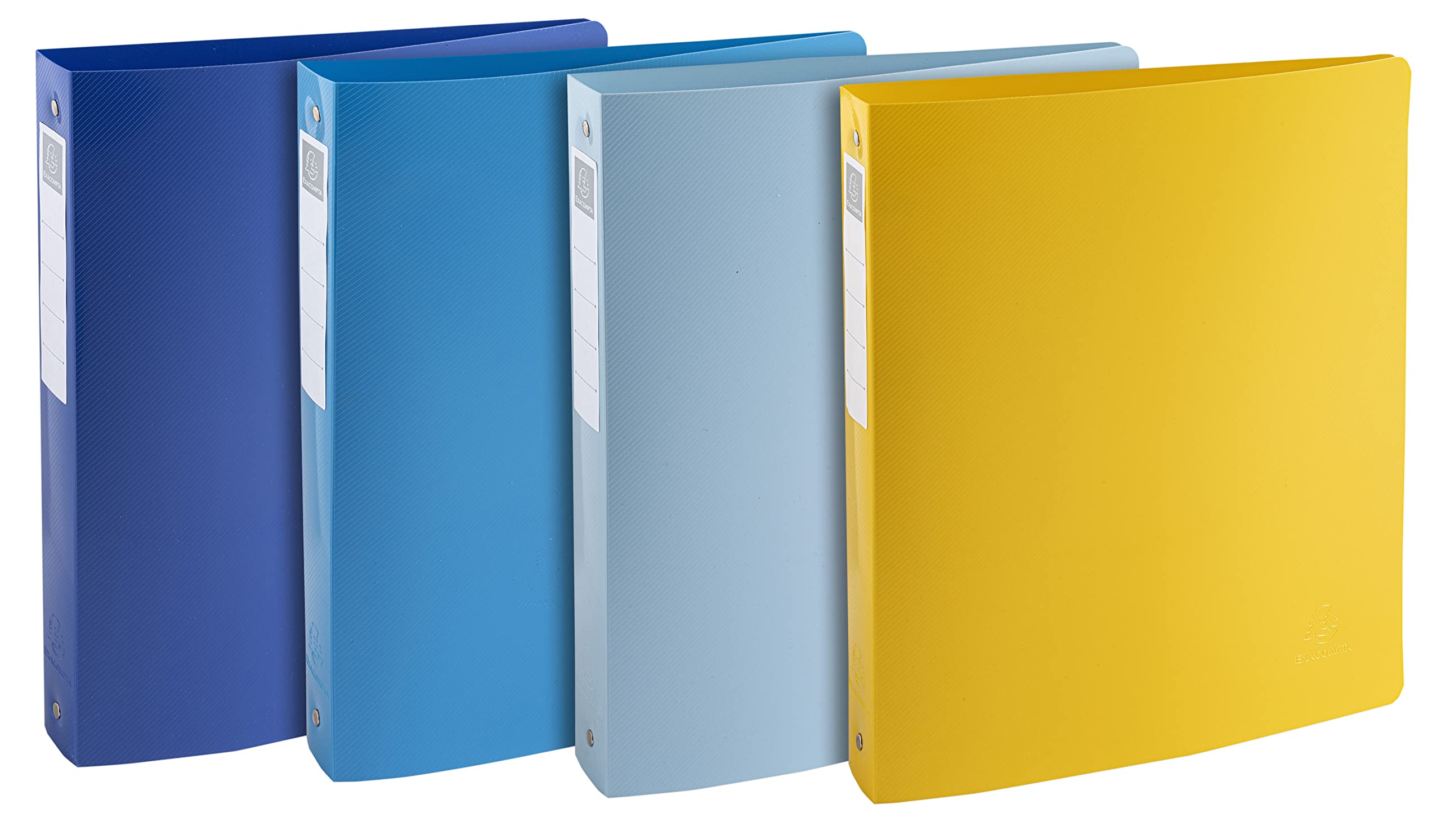 Exacompta - Ref. 51140E - Set of 4 Bee Blue semi-rigid binders - 4 round rings 30 mm diameter - 40 mm spine - external dimensions 32 x 26.8 cm - A4 maxi file format - assorted colors Pack of 4 Füllhöhe 30 mm | 4 Ringe assorted colours