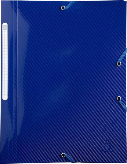 Exacompta - Ref. 55110E - Bee Blue 3 flap folders with elastic closure, Polypropylene, Pack of 4 - A4 - assorted colors