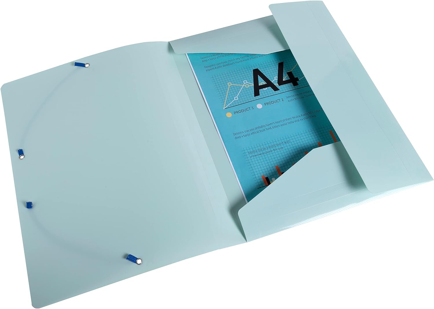 Exacompta - Ref. 55110E - Bee Blue 3 flap folders with elastic closure, Polypropylene, Pack of 4 - A4 - assorted colors