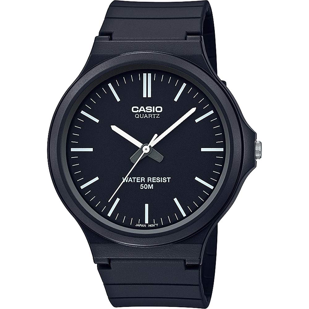 Casio Collection Unisex Analogue Quartz Watch with Resin Strap Black/Black/Silver
