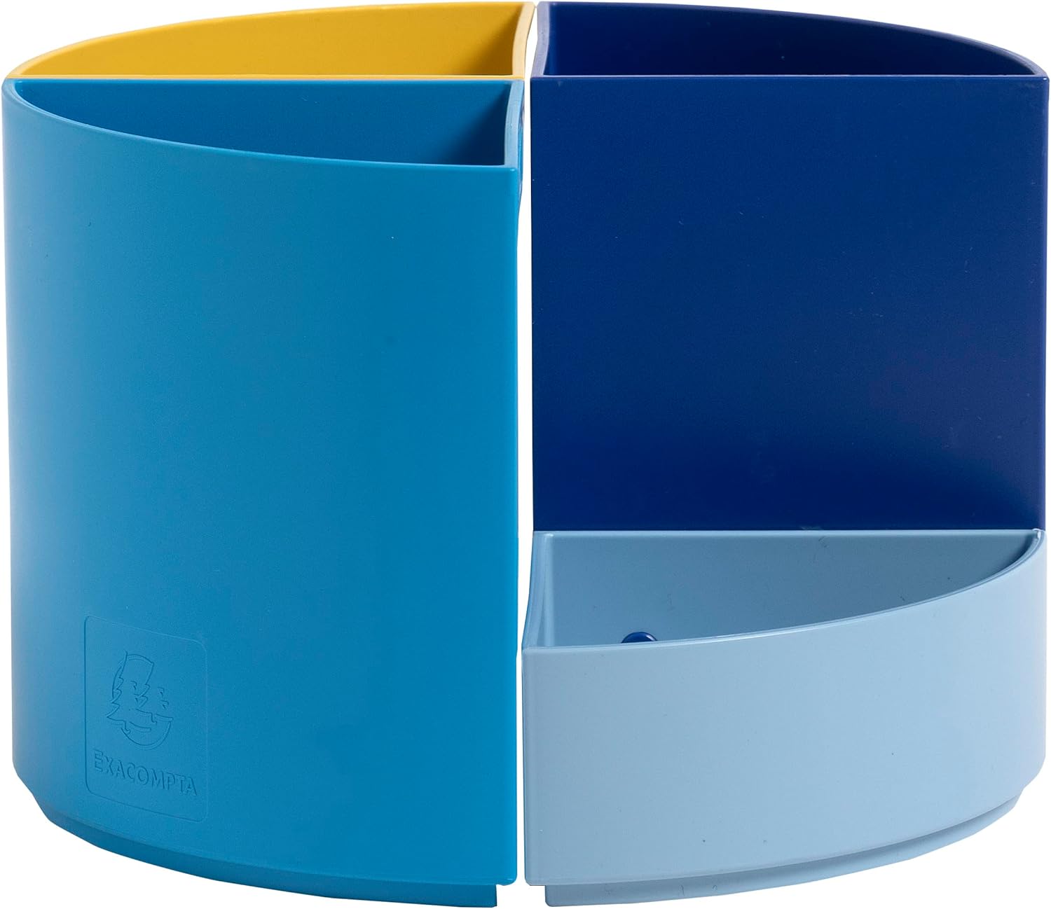 Exacompta - Ref. 68202D - 1 modular pencil holder THE QUARTER Bee Blue - 4 quarters in navy blue, saffron, light blue, turquoise which can be combined together - size 12 x 12 x 8.3 cm