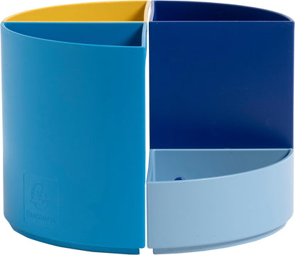 Exacompta - Ref. 68202D - 1 modular pencil holder THE QUARTER Bee Blue - 4 quarters in navy blue, saffron, light blue, turquoise which can be combined together - size 12 x 12 x 8.3 cm